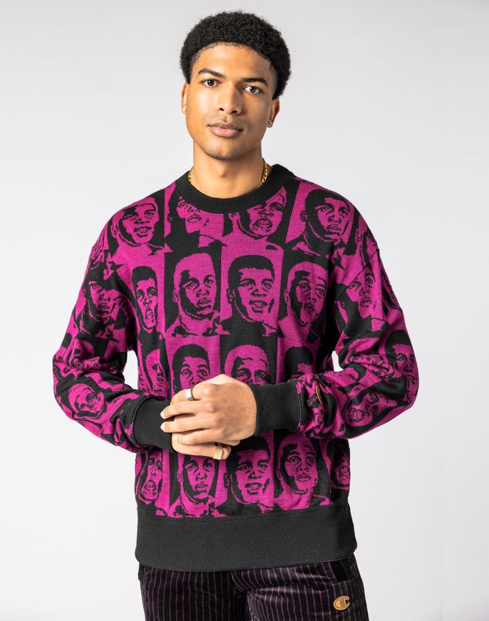 Champion Muhammad Ali™ Cashmere-Blend Sweater By Don C Sweatshirt Heren - Zwart/Roze - Belgie 4618GK